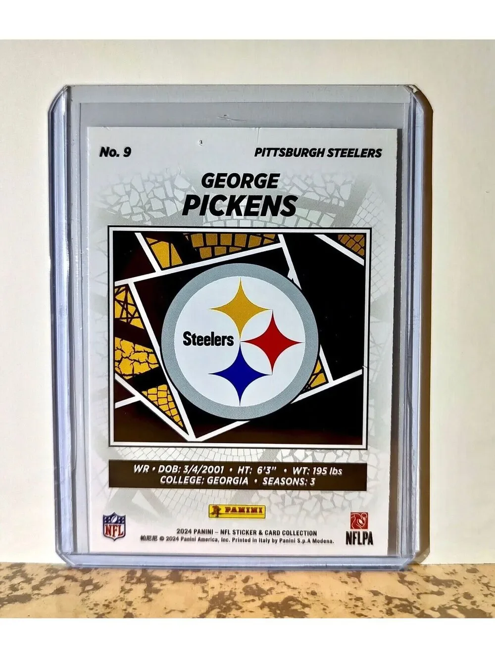 George Pickens 2024 Panini NFL #9 Silver Foil Sticker Card Pittsburgh Steelers